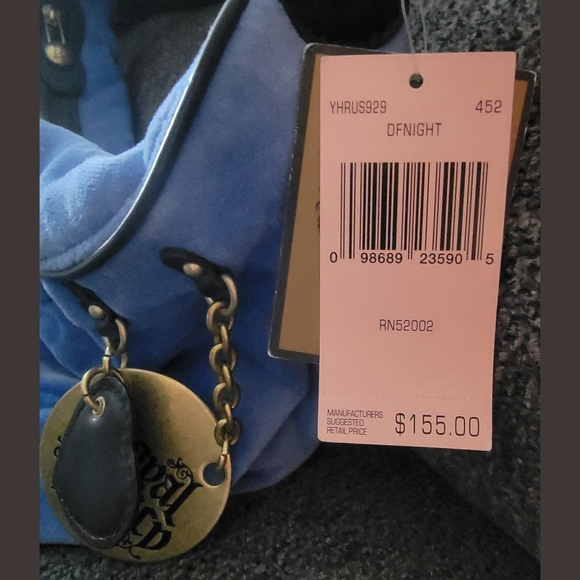 VTG BNWT Juicy Couture Periwinkle/Brown Velour Shoulder Purse Y2K - Picture 10 of 10